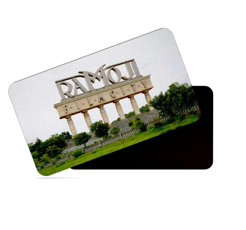 dhcrafts Rectangular Rubber Fridge Magnet / Magnetic Card Multicolor Telangana Ramoji Design Pack of 1 (8.6cm x 5.4cm)